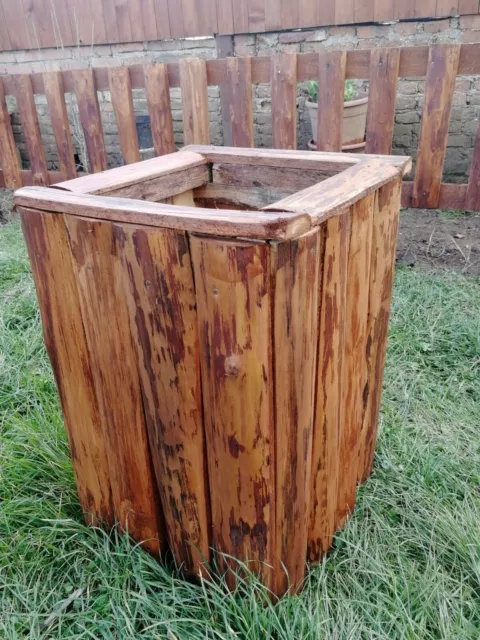 PATTUMIERA CESTO CESTINO secchio spazzatura in legno per rifiuti giardini  parco EUR 29,00 - PicClick IT