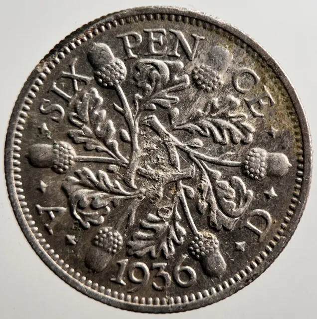 1936 George V Sixpence Silver Coin | Very High Grade | a3553