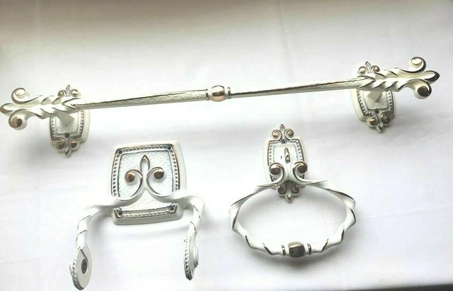 Ornate Brass French Victorian Wall Mount Toilet Paper Holder Towel - Mid-century