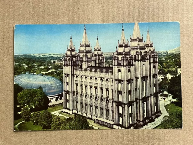 Postcard Utah UT Salt Lake City Temple Square Aerial View Vintage PC