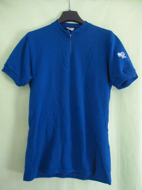 Maillot Cycliste Vintage Années 70 - Bleu Conserves Chaville - Acrylique Taille M