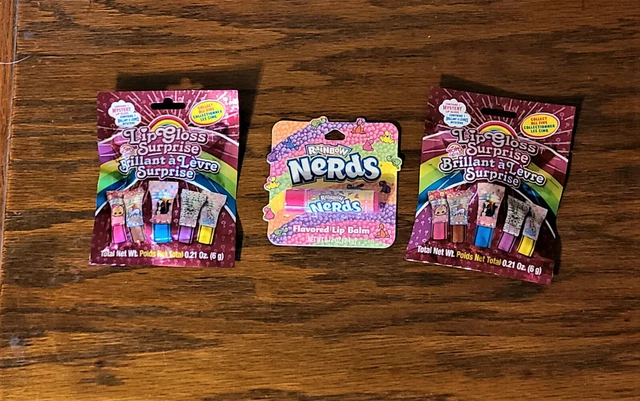 NERDS Rainbow Flavored LIP BALM & 2 YoYo World LIP GLOSS Surprise Packs