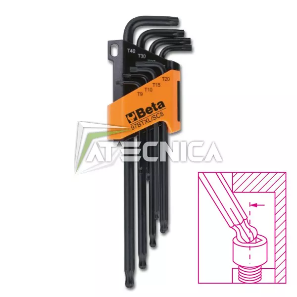 Kit 9 chiavi esagonali TORX a punta tonda extra lunghe Beta 97BTXL SC9