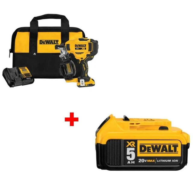 DEWALT DCN45RND1 20V Roofing Coil Nailer Kit w/ FREE DCB205 20V MAX