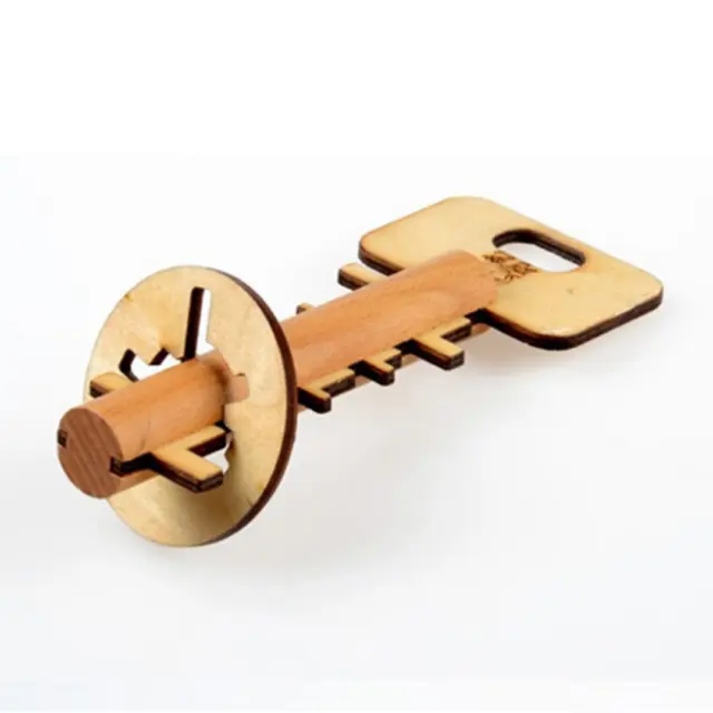 Wooden Toy Unlock Puzzle Key Funny Kong Ming Lock Toys Educational Kids Jigsaw M