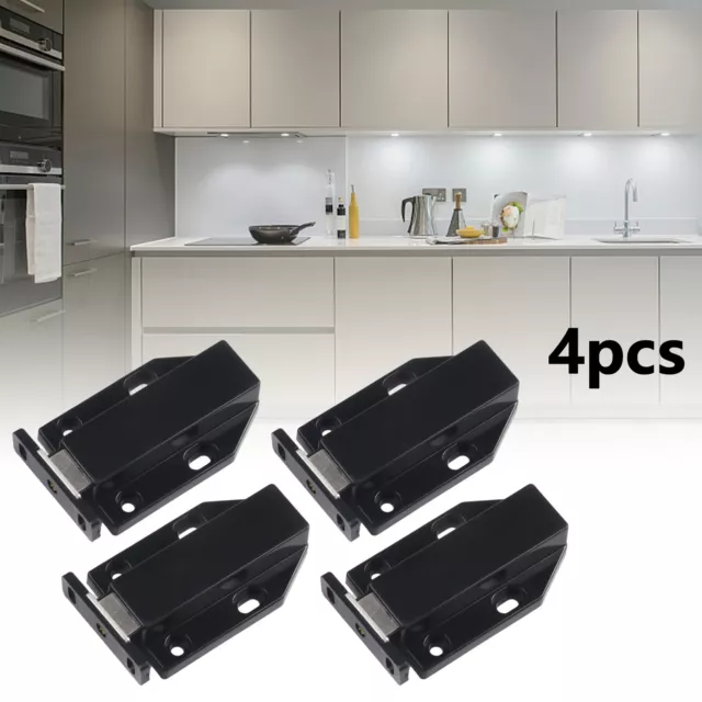 Durable Touch Push Open Black Cabinet Catch 4pcs Magnetic Latch System