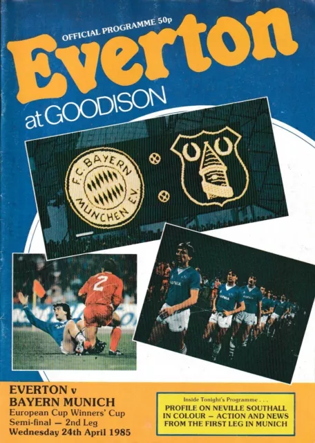 Everton v Bayern Munich programme, European Cup Winners Cup Semi, April 1985