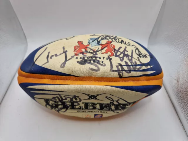 Gloucester Rugby Ball Signed Gareth Cooper/Peter Buxton Etc C1