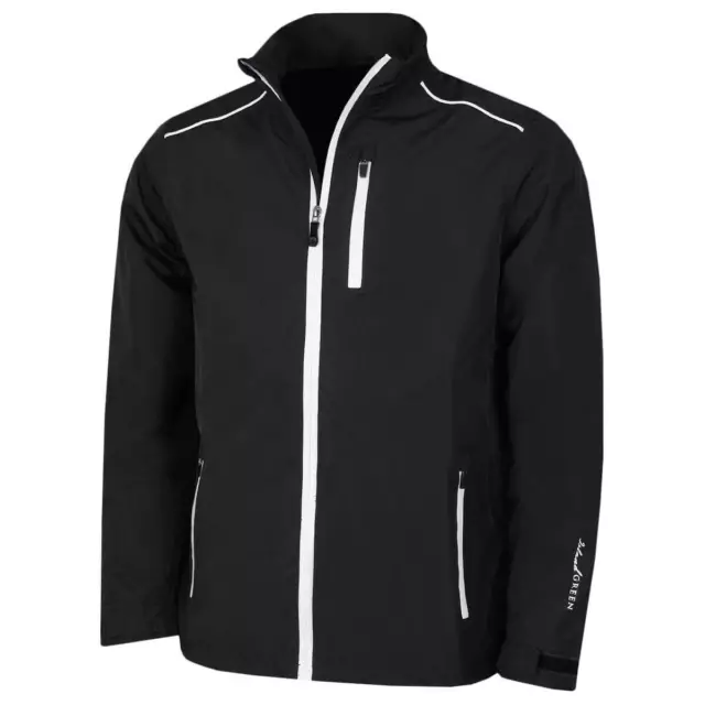 Island Green Herren Golf Reißverschluss Wasserfeste Jacke - Schwarz/Weiß - L