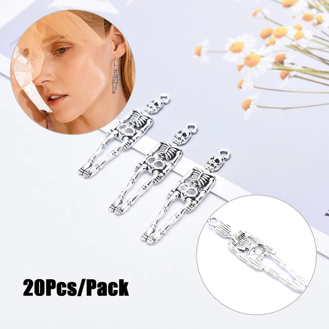 20 Stück Antik Silber Skelett Körper Schädel Charms Anhänger DIY Schmuck Zube CR