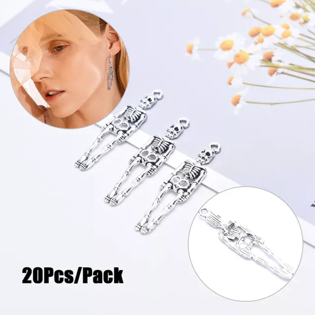 20 Stück Antik Silber Skelett Körper Schädel Charms Anhänger DIY Schmuck Zube CR