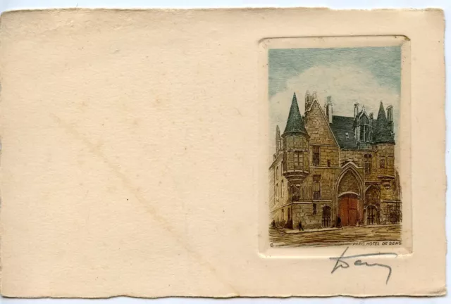 Format Carte Postale Ancienne / Eau Forte / Paris Hotel De Sens