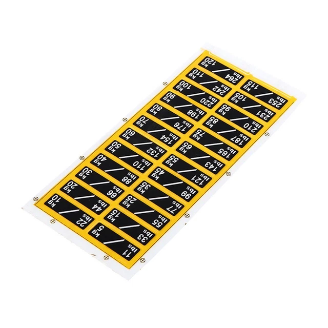 Set Etichette Adesive Per Pesi Da 4,5 Kg A 90 Kg – Adesivi Per Dischi Fitness, Misura 18x20 Cm, Facili Da Applicare