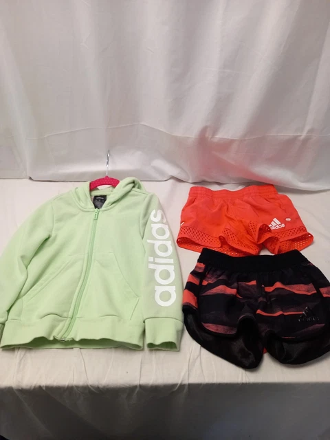 ❤ Cappuccio con cappuccio 3 pezzi per ragazze Adidas pacchetto cerniera età 4-6 anni in perfette condizioni