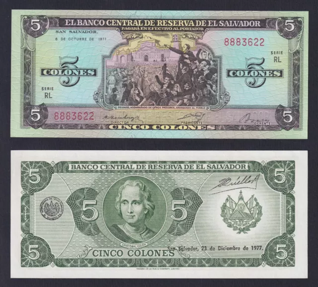 El Salvador 5 Colones 1977 P 126a Fds / UNC A-03