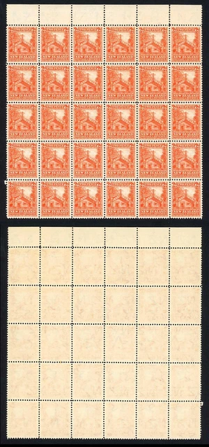 New Zealand SG580c 2d Orange Multiple Wmk Line Perf 14 U/M Block of 30 Cat 900+