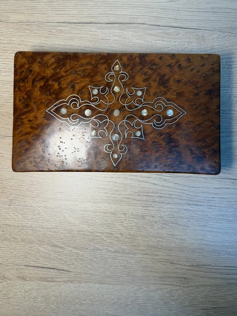 Boîte à Bijoux Vintage En Bois Et Nacre - Marque Atlas Tours DMC Syria, Occasion Avec Charme