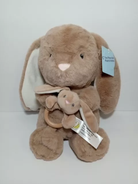 Animal Adventure Baby First Bunny Plush Stuffed Animal Rattle 13” Infant Toy