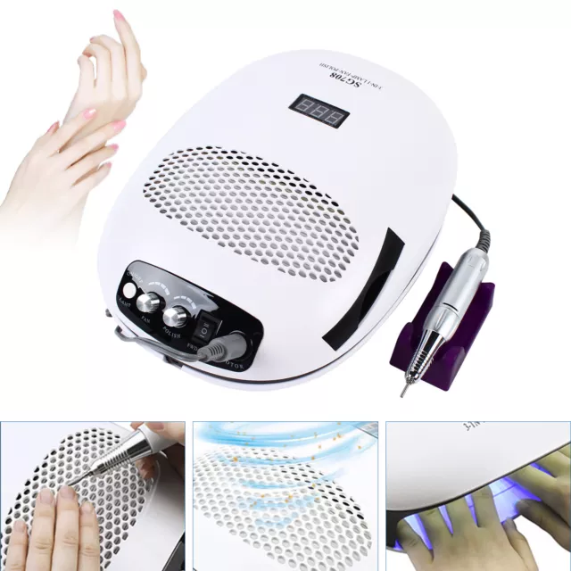 Fresa per unghie 3 in 1 macchina per manicure lima per unghie asciuga unghie lampada per unghie LED