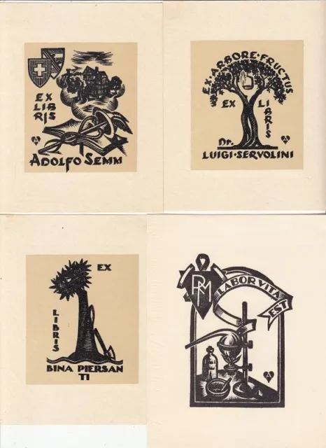 4 Exlibris Bookplate Hochdrucke Aldo Patocchi 1907-1986 Konvolut Lot 3