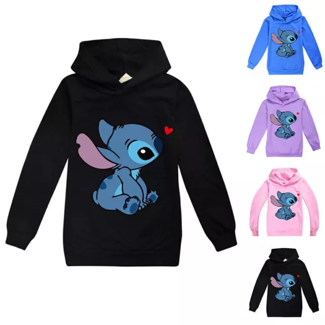 Disney Lilo and Stitch Hoodie Jumper Top Casual Long Sleeve Sweatshirt Top Gift'