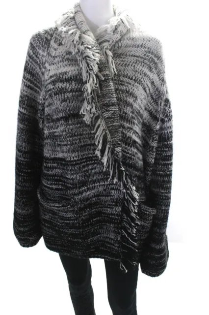 Designer Mand Khai Women's NWT Pimp Sweater Fringe Jacket Black White Size OS