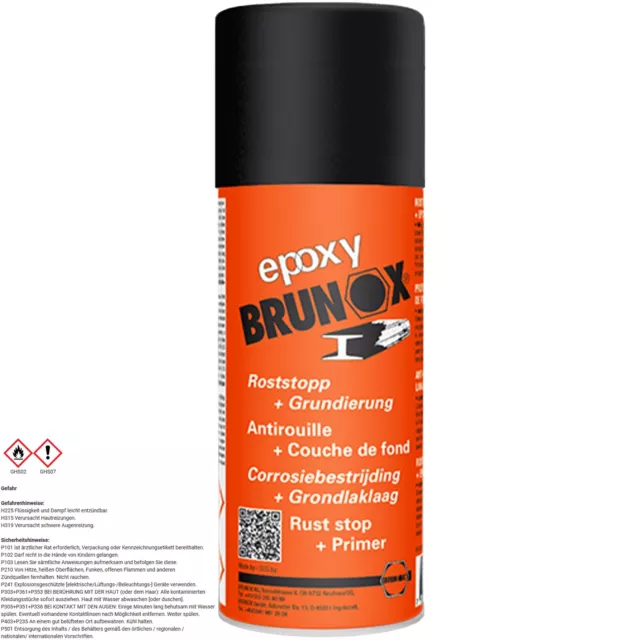 400mL BRUNOX® EPOXY SPRAY ROSTSTOPP + GRUNDIERUNG ROSTUMWANDLER SCHUTZ ENTFERNER