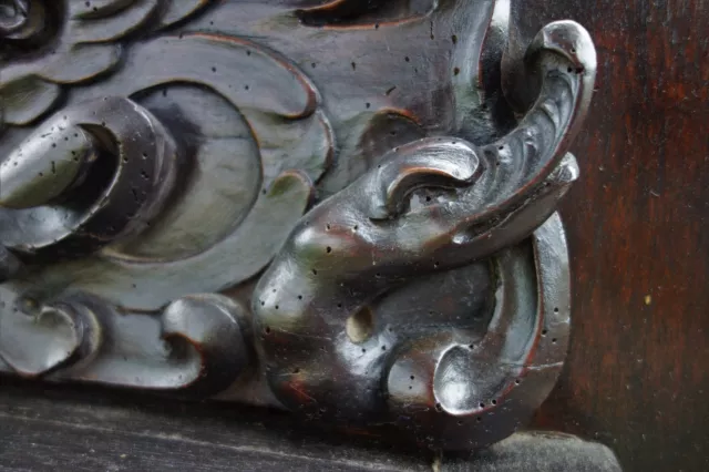 19C English Carved Oak Gothic Iron Church Doors Winged Angels/Gargoyle Masks
