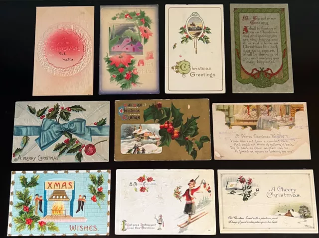 Lot of 10 Vintage/Antique Original Christmas Postcards - Group A