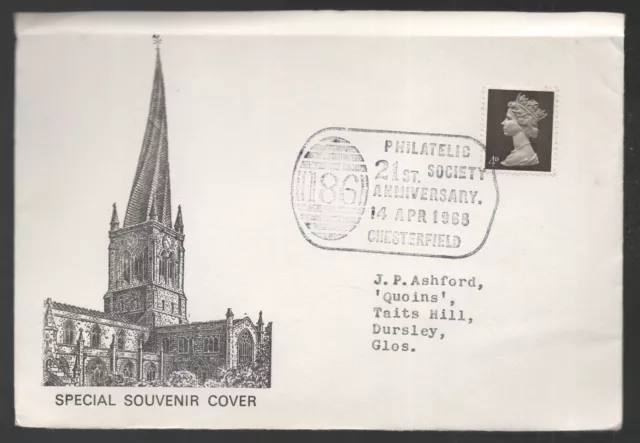 1968 Chesterfield Philatelic Society 21st Anniversary Cover