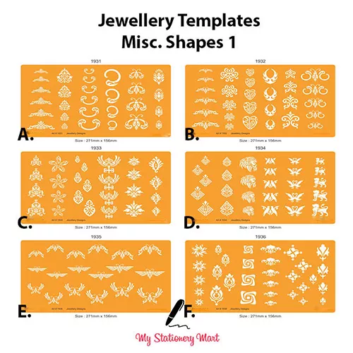 Jewellery Design Drawing Drafting Template Stencil Gemstone Stone Heart Flowers