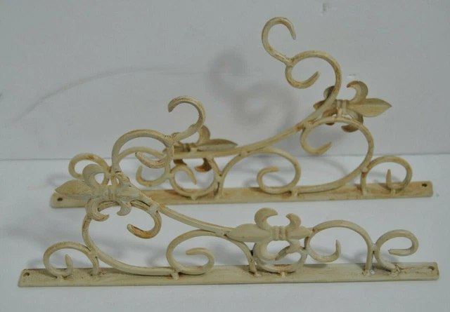 Vintage White Cast Iron Shelf Bracket Set of Two Home Décor Wall Hanging