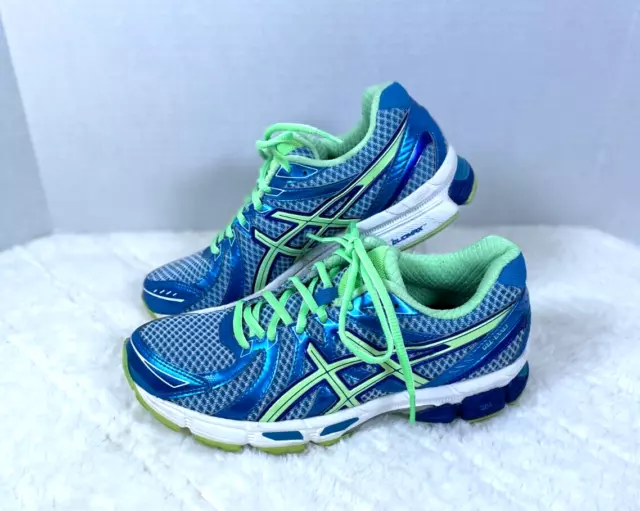 ASICS Gel Exalt Blue White Green Running Shoes Womens Size 7.5