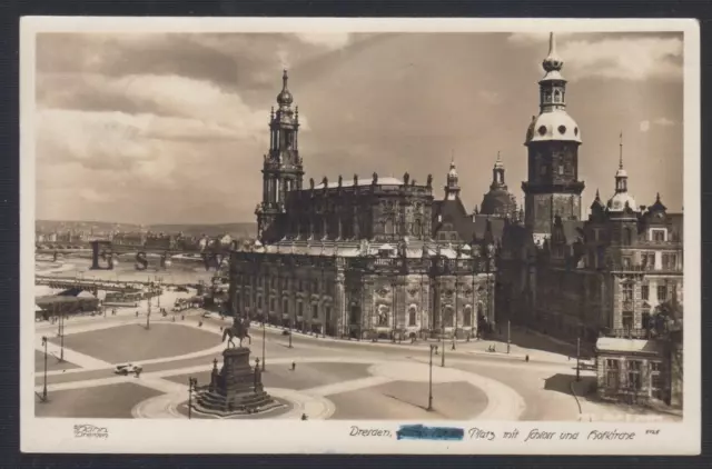 0464V AK Ansichtskarte Dresden Adolf Hitler Platz Schloss & Hofkirche von 1950