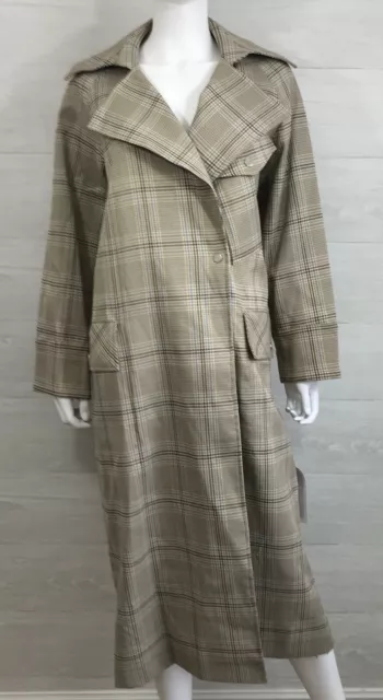 NWT Topshop Womens Editor Check Trench Coat Jacket Size 6