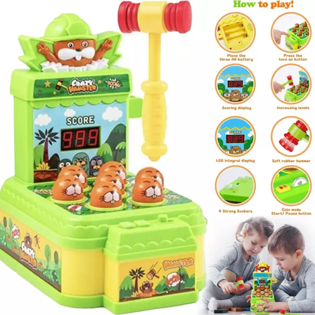 Whack A Mole Game Toy Electronic Arcade Coin Games Pounding Bench Games for Kids