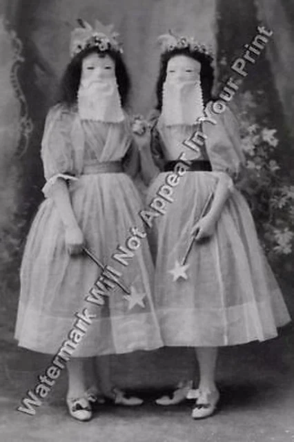 FREAKY A104 BIZARRE STRANGE ODD Fairy Women Wearing Mask VINTAGE PHOTO WEIRD Pic