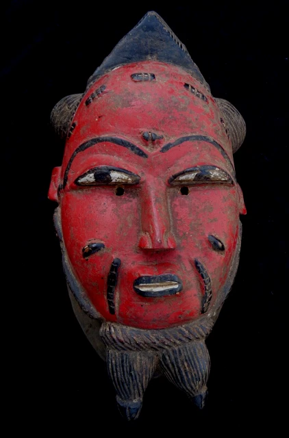 african tribal art fine   face mask  Baule 42 cm wood vintage
