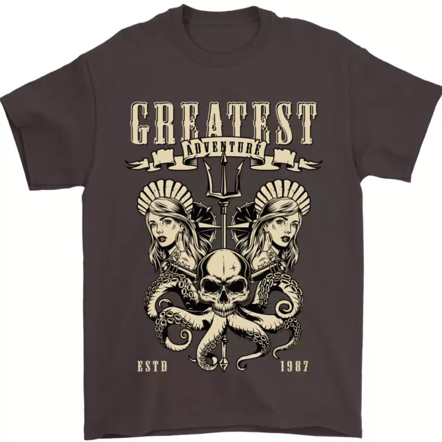 T-shirt da uomo Trident Skull Scuba Polpo Cthulhu cotone Gildan