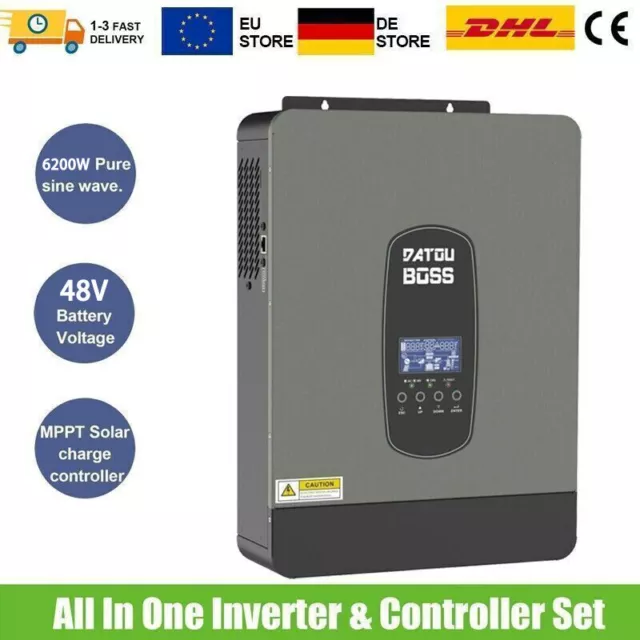 6200W 48V Solar Wechselrichter Hybrid Inverter Reine Sinus Eingebaut MPPT 110A