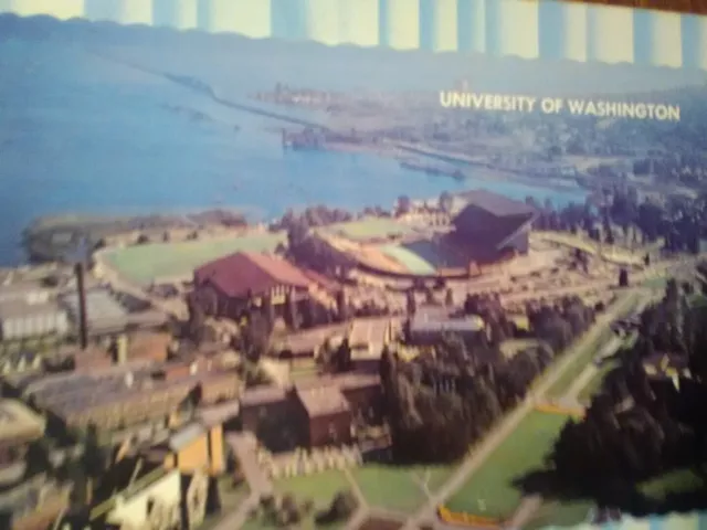 Vintage Post Card Aerial View Over University Of Washington Seattle Wa