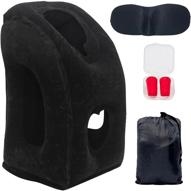 Inflatable Air Travel Pillow Support Kit Airplane Office Rest Neck Head Comfort