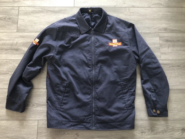 Giacca vintage Royal Mail in pensione blu Harrington Corp ottone uniforme anni '90