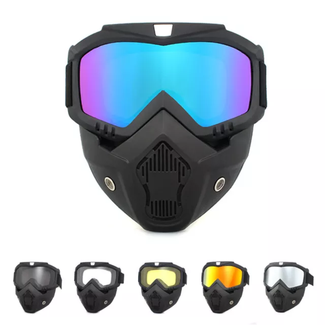 Motorcycle Bike Modular Helmet Open Face Mask Shield Goggles Detachable Eyewear