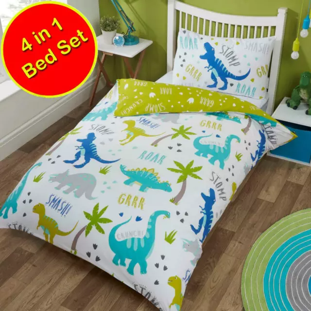 Roarsome Dinosaure Lit Bébé Couverture Bundle Jeu - Housses+Couette+Oreiller