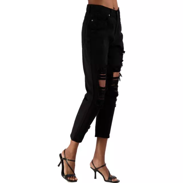 JUST BLACK WOMENS Black High Rise Destroyed Cropped Jeans 31 8175 $8.99 ...