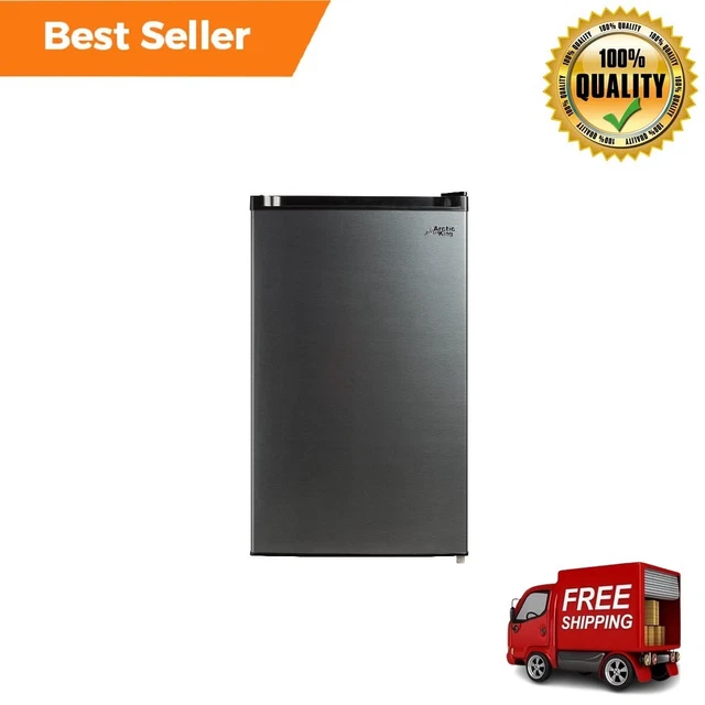 ARCTIC KING 4.4 Cu ft OneDoor No Freezer Mini Fridge, Black Stainless