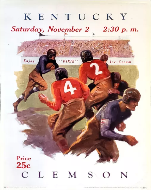 KENTUCKY WILDCATS FOOTBALL vs Clemson 1929 Vintage Program Cover 22x28 POSTER