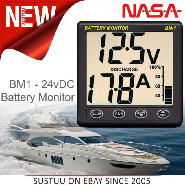 NASA Clipper BM1 24 Battery Monitor - 24 Volt with 5m Cable│For Boats & Marine