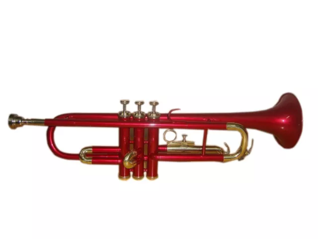 SALE BRAND NEW RED AND BRASS FINISH  Bb FLAT Trumpet Free HARD Case+Mouthpiece